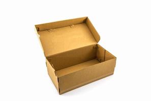 Brown shoe box on white background with clipping path. photo