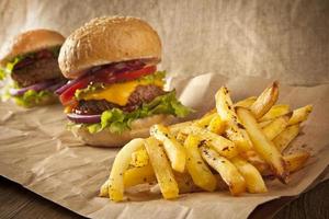 Freshly Hamburger with french fries