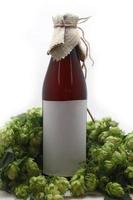 Beer bottle with hops