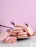 Shabby chic vintage style pink macarons photo