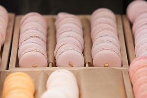 Macarons close-up in a box