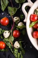 Diet salad, fresh tomato and mozzarella photo