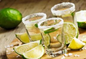 Silver Mexican tequila with lime and salt