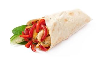 pita stuffed with chicken and peppers photo