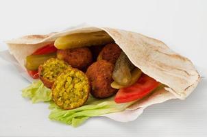 falafel with vegetables in pita bread photo
