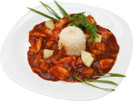 pollo chino con tomate y arroz