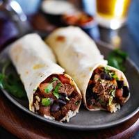 beef burritos with steak and beans