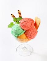 Fruit sherbets in ice cream coupe photo