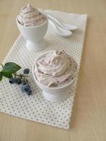 Blueberry ice cream in egg cup
