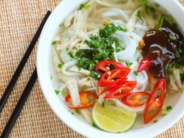 Asian chicken rice noodle soup