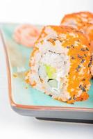 California maki sushi with masago and ginger photo