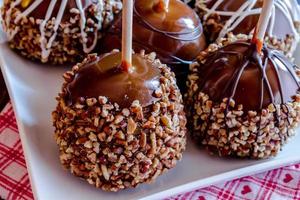 Hand Dipped Caramel Apples with Nuts and Chocolate
