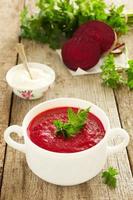 The traditional Russian beet soup. photo