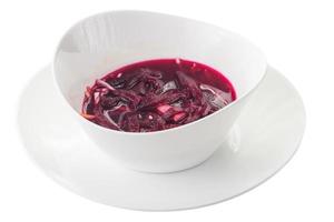 Bowl of beetroot soup with sour cream