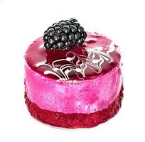 Souffle cake pink isolated on white background photo