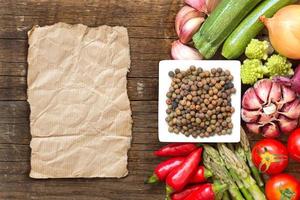Raw organic roveja beans and vegetables photo