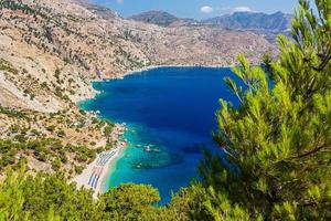 Hermosa playa de Apella en la isla de Karpathos. Grecia.