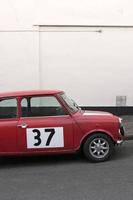 classic mini car with number thirty seven on the side