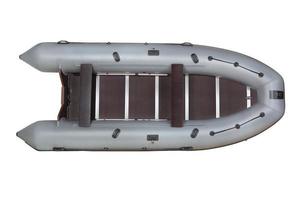 Gray, inflatable boat pvc, top view, isolated on white. photo