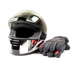 casco y guante de moto foto