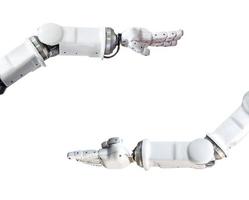 la mano robot de metal aislada en blanco
