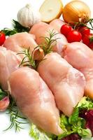 raw chicken fillets close up on white