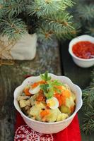 Salade Olivier, Russian salad, traditional Russian New Year's salad photo