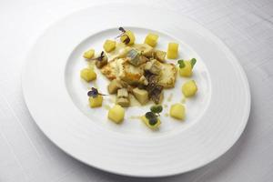 Fillet of turbot with mushrooms and potatoes