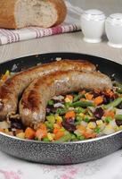 Homemade sausages with vegetables
