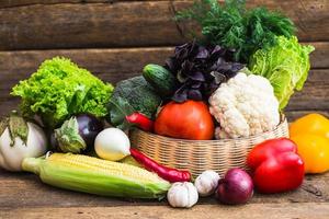 Composition with assorted raw organic vegetables photo