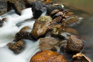 Flowing water with rock. photo