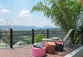 Outdoor patio with mountain view in Thailand