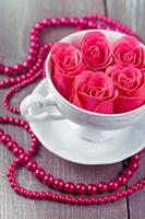 Pink roses in a cup