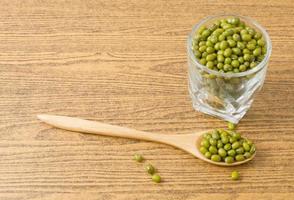 Mung Beans in Wooden Spoon and Glass Cup
