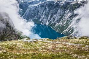Beautiful norwegian landscape with mountains photo