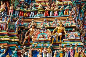 Colorful Gopuram tower of Hindu temple