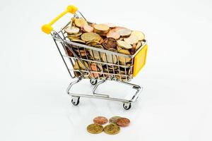 coins in shopping cart