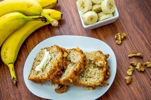 fresh buttered banana walnut bread photo