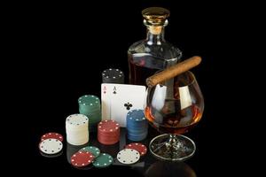 Poker chips and cognac