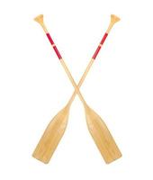 Two crossed wooden paddles on a white background photo