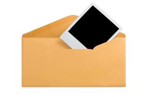 Envelope and blank instant photo (XL; Clipping Path)