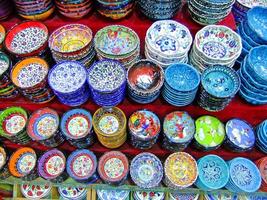 Display of colorful pottery, Istanbul, Turkey photo