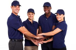 service team hands together