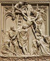 Milan - deposition of the cross on Duomo main gate