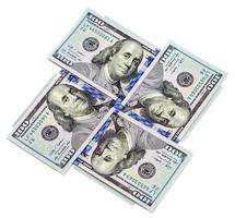 Four hundred dollar bills isolated on white background photo