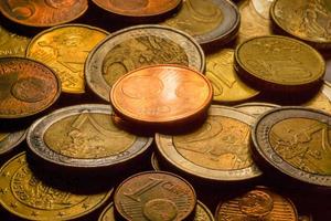 Euro coins money. Macro background.