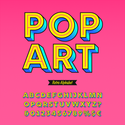 Pop Art Retro Alphabet Vector