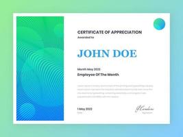 Modern Certificate Of Appreciation Template vector