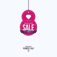 March 8th Women's Day Sale Hanging Label Banner vector