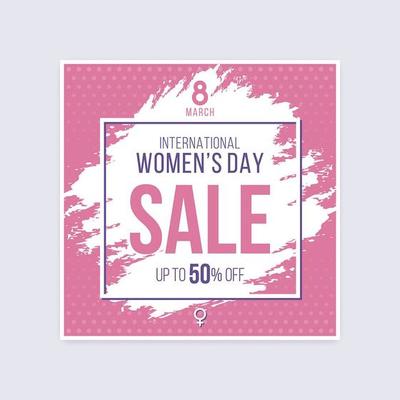 International Women's Day Sale Discount Brushed Halftone Poster